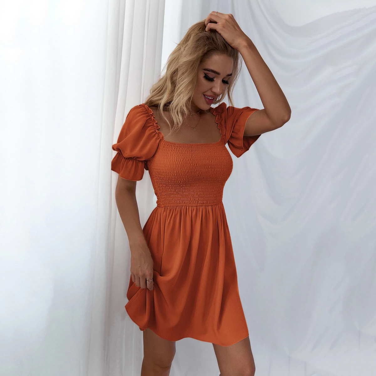 Women's Square Neck A-Line Dress